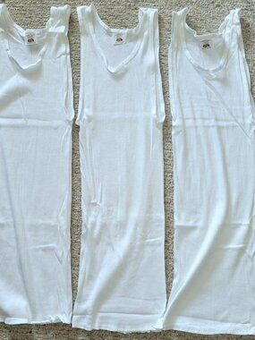 Vtg Fruit Of The Loom Tank Tops Size Medium Wife Beaters Ribbed T-shirt 90s